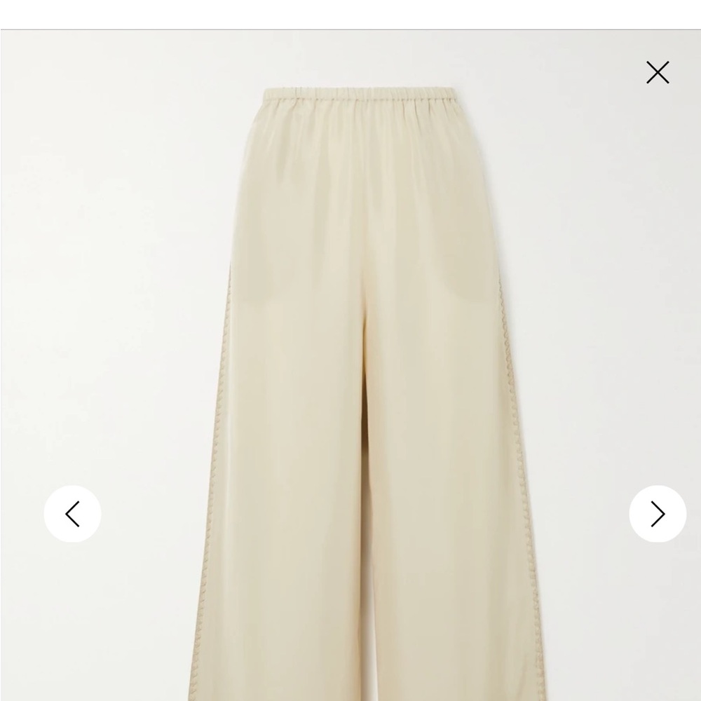 Toteme taupe embroidered silk pants